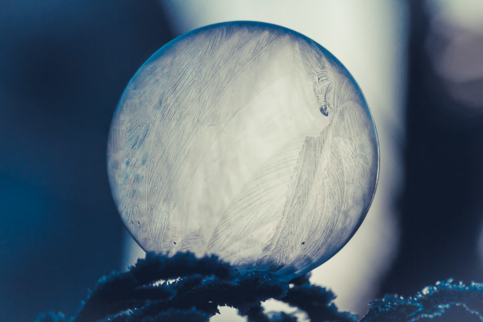 foto einer gefrorenen Seifenblase